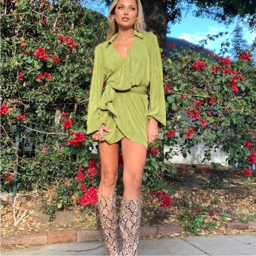 SALE!!NWOT Princess Poly  Green Wrap Mini Dress